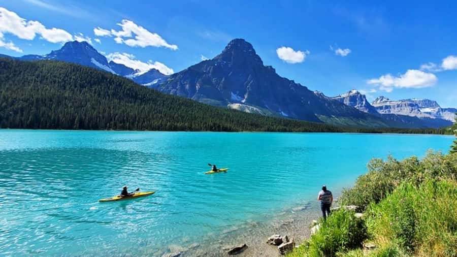 Banff/Calgary/Canmore: Crowfoot Glacier and 5 Lakes Tour - Waterfowl Lake and the winter reality check