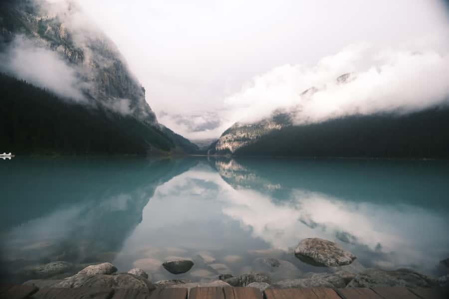 Calgary:Moraine Lake Sunrise & Lake Louise & Wildlife Safari - Lake Louise lakeshore time and the Victoria Glacier backdrop