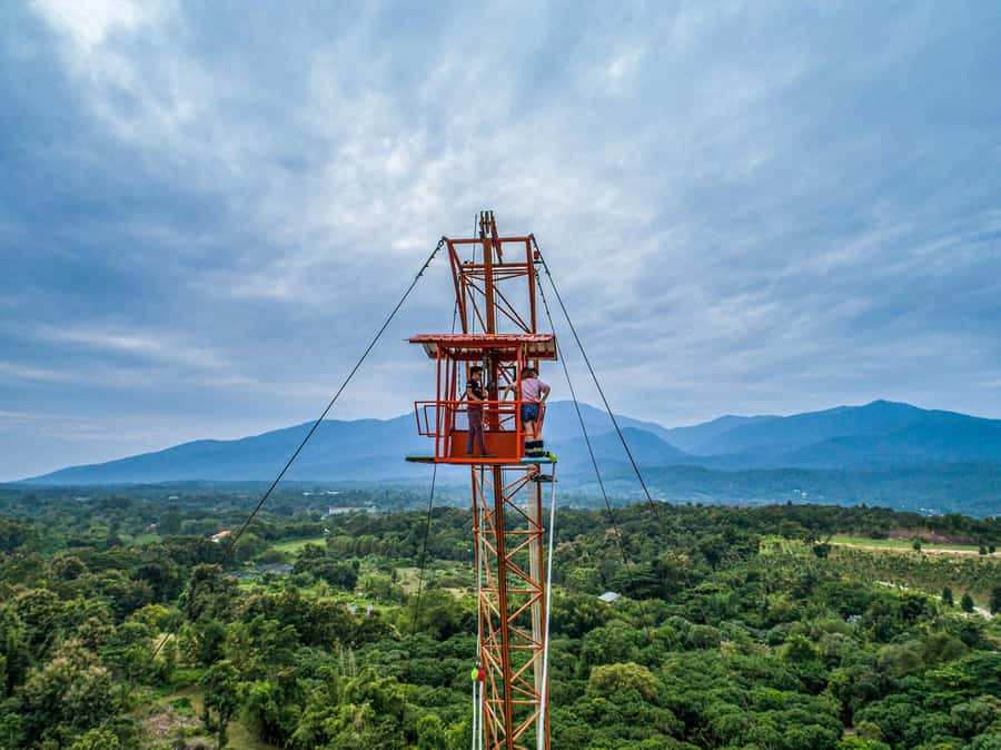 Chiang Mai: Bungy Jumping Adventure - The platform views over gardens and lagoon: where the fear turns into focus